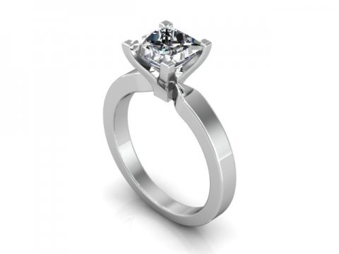 1 Carat Solitaire Diamond Ring - Princess Cut Diamond Ring Dallas 1