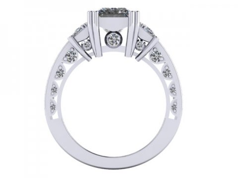 Custom 3 Stone Engagement Ring Princess Ring Rockwall Texas 4