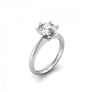 Custom Solitaire Engagement Ring White Gold Round - Addison Texas 1