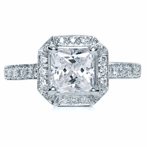 Princess Cut with Diamond Halo Engagement Ring
