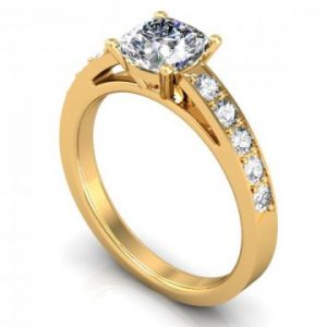 Yellow Gold Cushion Engagement Ring - Custom Engagement Ring - Allen, Texas 1